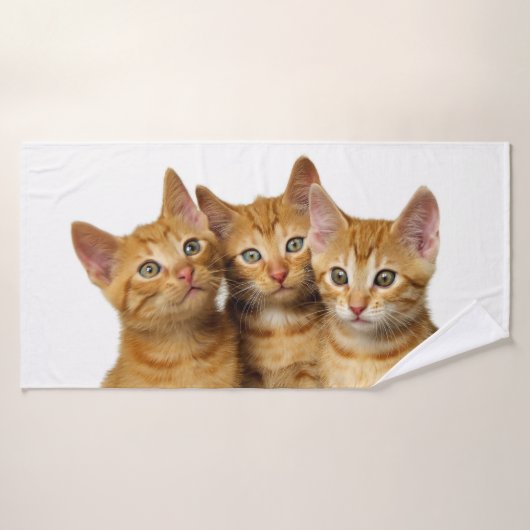 Drei Niedliche Ginger Cat Kittens Friends Head Fot Badhandtuch Set (Badehandtuch)