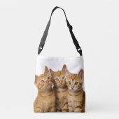 Drei Niedliche Ginger Cat Kittens Friends Head Fot Tragetaschen Mit Langen Trägern (Rückseite)