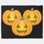 Drei Niedliche Halloween-Jack O’Lantern Pumpkins Fleecedecke (Vorderseite (Horizontal))
