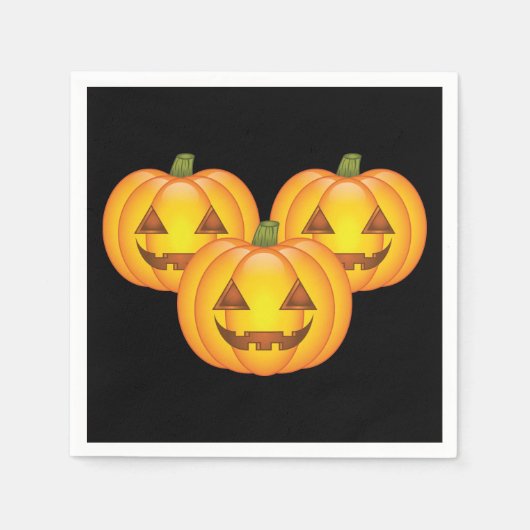Drei Niedliche Halloween-Jack O’Lantern Pumpkins Serviette (Vorderseite)