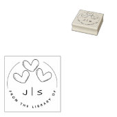 Drei Niedliche Heart Custom Initials Library Book Gummistempel (Stempel)