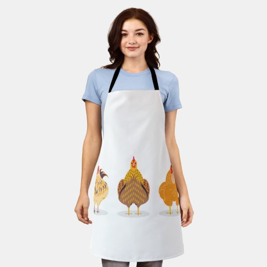 Drei Niedliche Hühner Schürze (Getragen)
