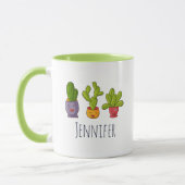 Drei Niedliche Kakteen in Blume Pots Fun Illustrat Tasse (Links)