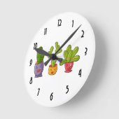 Drei Niedliche Kaktus in der Blume Pots Fun Illust Runde Wanduhr (Winkel)
