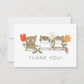 Drei Niedliche Kätzchen mit Blume Dankeschön Karte (Vorderseite)