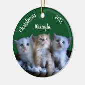 Drei Niedliche Kätzchen Weihnachts Keramik Ornamen Ornament (Links)