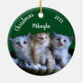 Drei Niedliche Kätzchen Weihnachts Keramik Ornamen Ornament (Hinten)