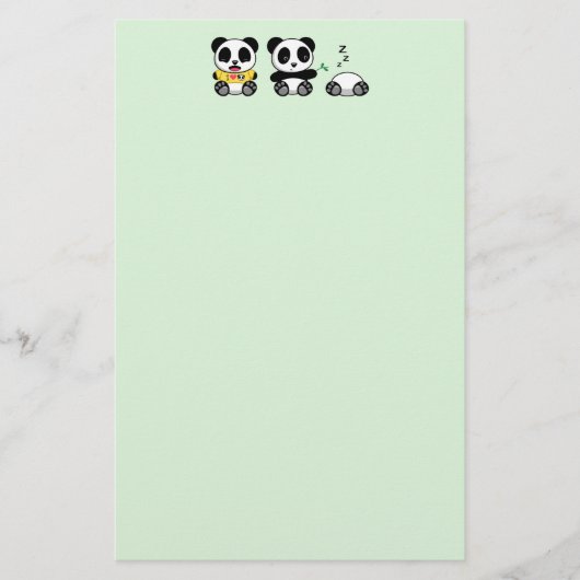 Drei Niedliche kleine Pandas auf Green Briefpapier (Vorderseite)