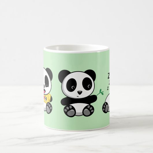 Drei Niedliche kleine Pandas auf Green Kaffeetasse (Mittel)