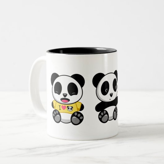 Drei Niedliche kleine Pandas Zweifarbige Tasse (Vorderseite Links)
