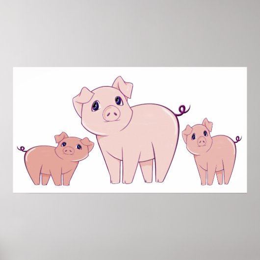 Drei Niedliche kleine Schweine Art Poster (Vorne)