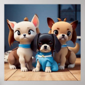 Drei Niedliche kleine Welpen posieren für die Kame Poster (Vorne)