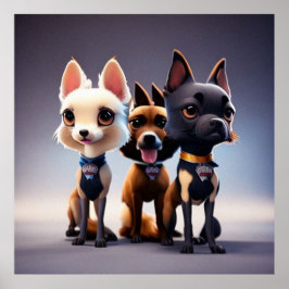 Drei Niedliche kleine Welpen posieren für die Kame Poster