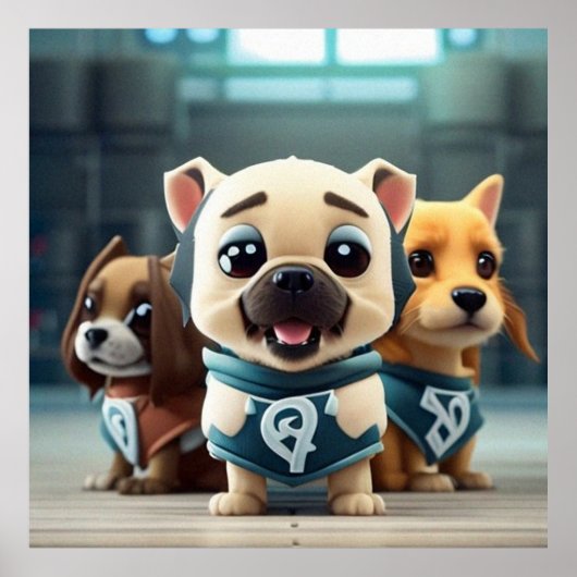 Drei Niedliche kleine Welpen posieren für die Kame Poster (Vorne)