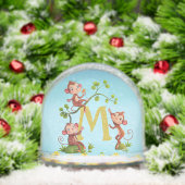 Drei Niedliche Lucky Affen und Monogramm Schneekugeln (Weihnachten)