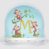 Drei Niedliche Lucky Affen und Monogramm Schneekugeln (Rückseite)