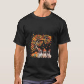 Drei Niedliche Mops Pumpkins unter Herbstbaum T-Shirt (Vorderseite)