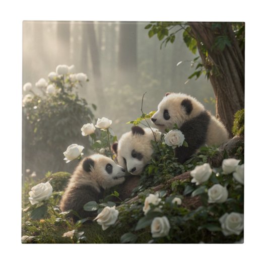 Drei Niedliche Pandas Fliese (Vorderseite)