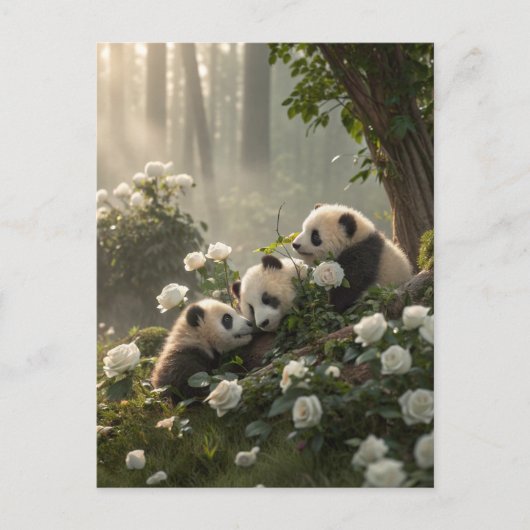 Drei Niedliche Pandas Postkarte (Vorderseite)