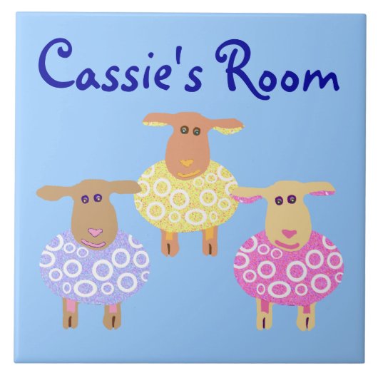 Drei niedliche Schafspsignatur Fliese (Vorderseite)