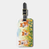 drei niedliche shiba inus und leuchter Gepäckmarke Gepäckanhänger (Vorderseite vertikal)