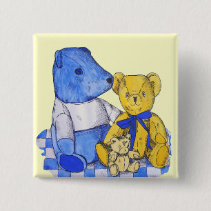 drei niedliche Teddies auf Button