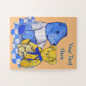 drei niedliche Teddies auf einem Picknicktuch für Puzzle (Horizontal)