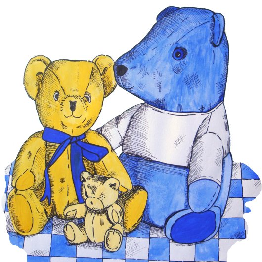 drei niedliche Teddies auf einem Picknicktuch für Puzzle