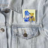 drei niedliche Teddies über Picknicktuch-Originalk Button (Beispiel)