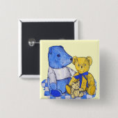 drei niedliche Teddies über Picknicktuch-Originalk Button (Vorne & Hinten)