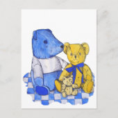 drei niedliche Teddies über Picknicktuch-Originalk Postkarte (Vorderseite)