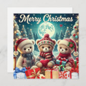 Drei Niedliche Teddy Bears Frohe Weihnachten (Vorne/Hinten)