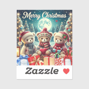 Drei Niedliche Teddy Bears Frohe Weihnachten Aufkleber