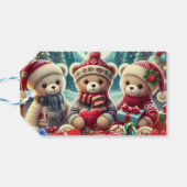 Drei Niedliche Teddy Bears Frohe Weihnachten Geschenkanhänger (Rückseite Horizontal)
