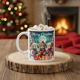 Drei Niedliche Teddy Bears Frohe Weihnachten Jumbo-Tasse