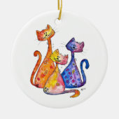Drei Niedliche und farbige Katzen Keramik Ornament (Vorne)