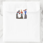 Drei Niedliche Vögel Gemusterter Guinea Quadratischer Aufkleber (Tasche)