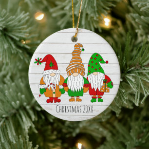 Drei Niedliche Weihnachtsgnomen Personalisierter U Keramik Ornament