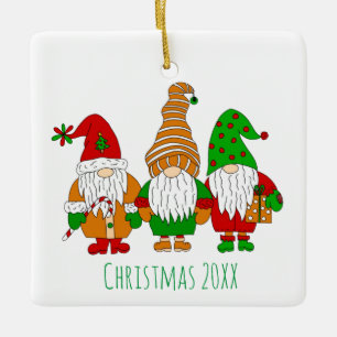 Drei Niedliche Weihnachtsgnomen Personalisierter U Keramikornament