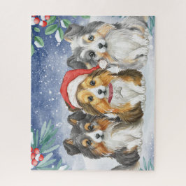 Drei Niedliche Weihnachtsschächte im Schnee Puzzle