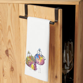 Drei Niedliche Whimsikfarbene Vögel Geschirrtuch