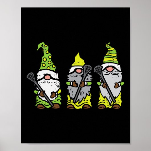 Drei Nordic Gnomes Lacrosse Tomte Lax Spieler Männ Poster (Vorne)