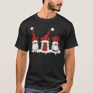 Drei nordische Gnome Winterweihnachtsfamilie T-Shirt