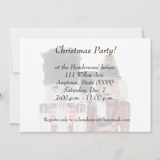 Drei Nussknacker Weihnachts-Party Einladung (Rückseite)
