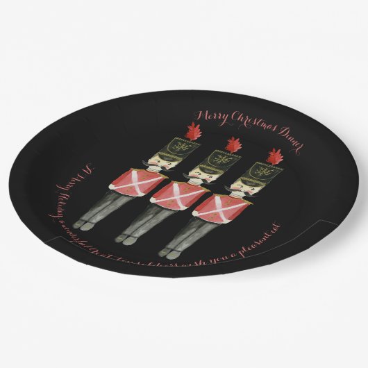 Drei Nutcrackers Paper Plate Pappteller (Schrägansicht)