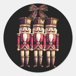 Drei Nutcrackers Red Classic Round Stic Runder Aufkleber