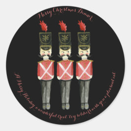 Drei Nutcrackers schwarz und rot Runder Aufkleber