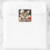 Drei Oliven aus Martini-Glas Quadratischer Aufkleber (Tasche)