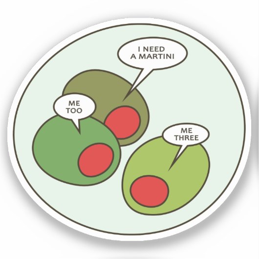 Drei Oliven-Vinyl-Aufkleber nach Maß Aufkleber (Vorderseite)