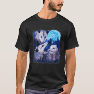 Drei Opossummen 3 Opossum-Howling am Mondwolf T-Shirt